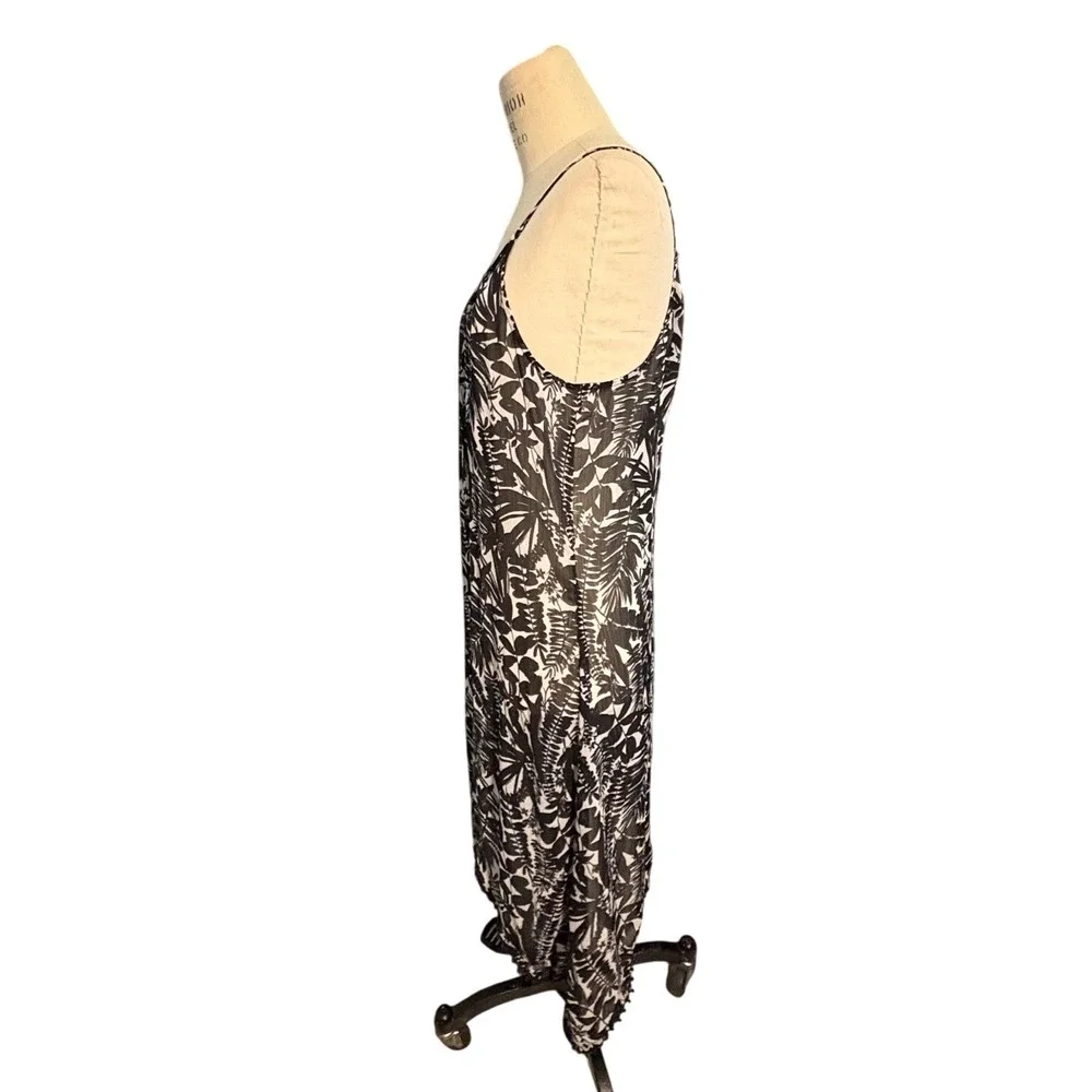 Old Navy Women Small Black White Tropical Bathing‎ Suit Coverup Boho Tank Dress